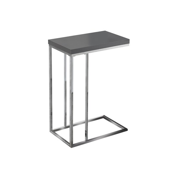 Accent Table - Glossy Grey With Chrome Metal
